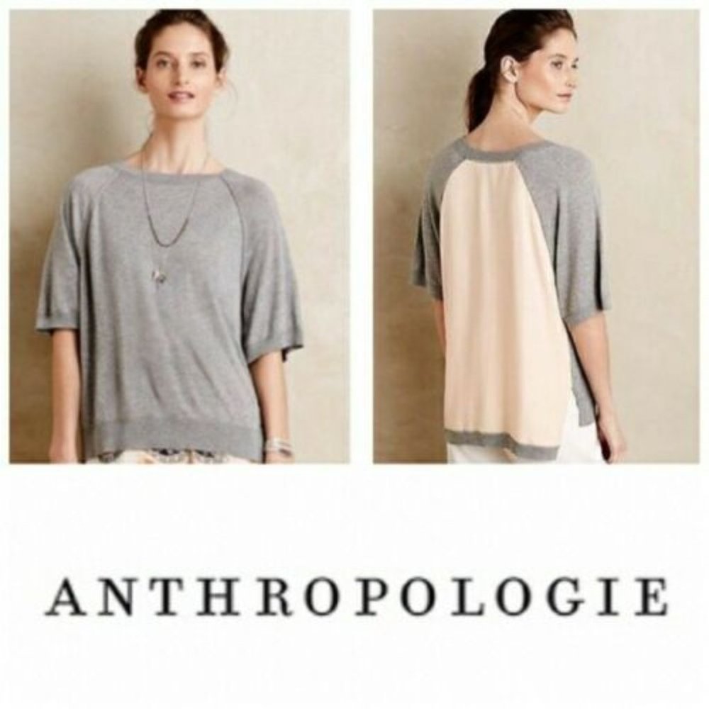 Oversized gray and pink Anthropologie tee